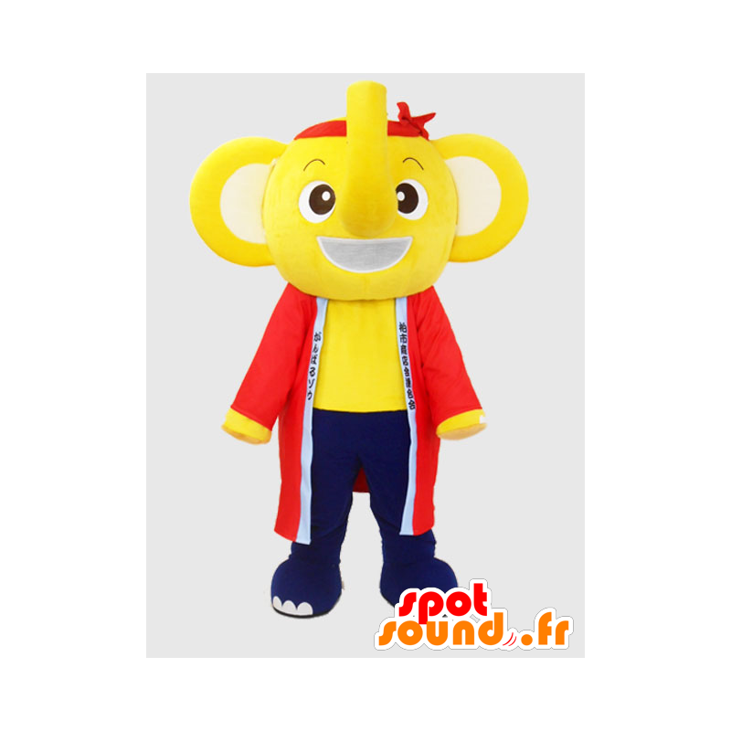 Mascot Kashiwa-chan. Elefante mascote amarelo e azul - MASFR28223 - Yuru-Chara Mascotes japoneses