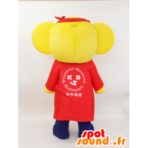 Mascotte de Kashiwa-chan. Mascotte d'éléphant jaune et bleu - MASFR28223 - Mascottes Yuru-Chara Japonaises