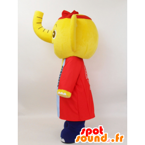 Kashiwa-chan mascotte. Mascotte elefante giallo e blu - MASFR28223 - Yuru-Chara mascotte giapponese