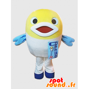 Mascot Kawabata kun. gele en witte vis mascotte - MASFR28224 - Yuru-Chara Japanse Mascottes