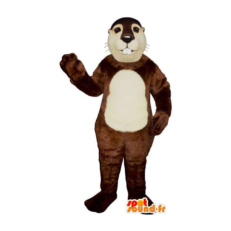 Brown e traje castor branco - MASFR007168 - Beaver Mascot