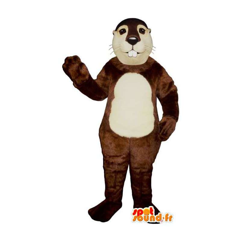 Brun og hvit bever kostyme - MASFR007168 - Beaver Mascot