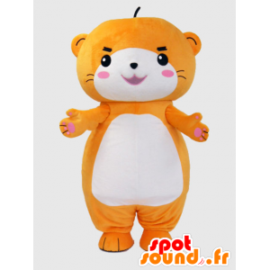 Maskot Ichikawa. oranžová a bílá vydra maskot - MASFR28229 - Yuru-Chara japonské Maskoti