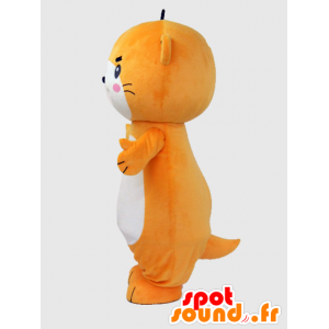 Ichikawa Maskottchen. Orange und weiße Fischotter Maskottchen - MASFR28229 - Yuru-Chara japanischen Maskottchen