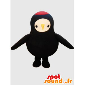 Jozuru-chan maskot. Sort og rød fuglemaskot - Spotsound maskot