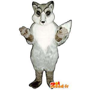 Raposa branca mascote, cabeludas - MASFR007169 - Fox Mascotes