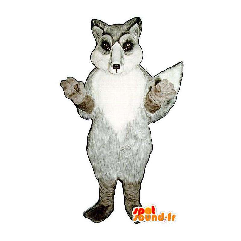 Raposa branca mascote, cabeludas - MASFR007169 - Fox Mascotes
