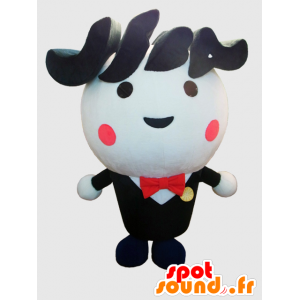 Mascot Jafuba kun. Round black and white snowman mascot - MASFR28234 - Yuru-Chara Japanese mascots