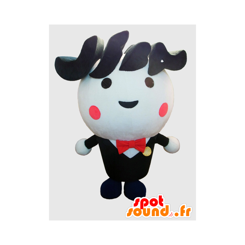 Jafuba kun maskot. Sort og hvid rund snemand maskot - Spotsound