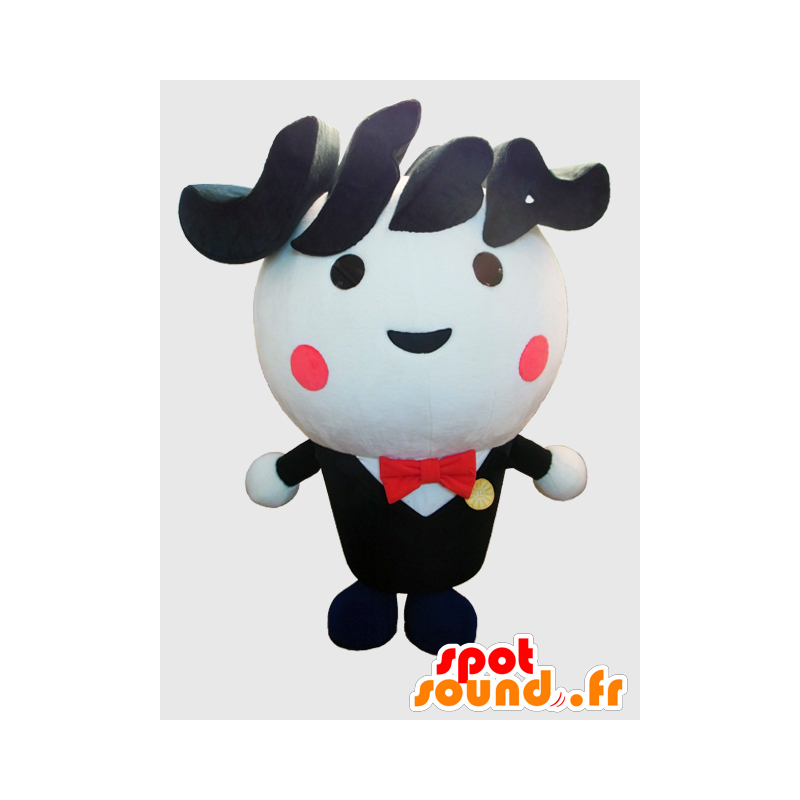 ジャフバくんのマスコット。黒と白の丸い男のマスコット-MASFR28234-日本のゆるキャラのマスコット