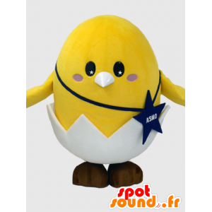 Giant yellow chick mascot in an eggshell - MASFR28236 - Yuru-Chara Japanese mascots