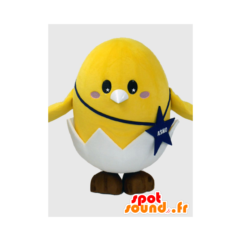 Giant yellow chick mascot in an eggshell - MASFR28236 - Yuru-Chara Japanese mascots