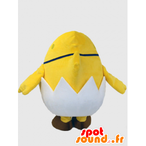 Mascotte de poussin jaune géant dans une coquille d'œuf - MASFR28236 - Mascottes Yuru-Chara Japonaises