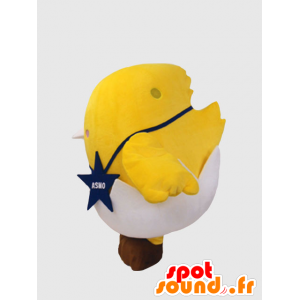 Mascote pintainho amarelo gigante em uma casca de ovo - MASFR28236 - Yuru-Chara Mascotes japoneses