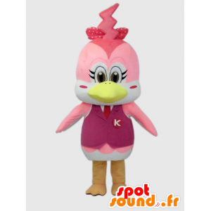 Maskot Ikkó-chan. Maskot růžový pták, přítelkyně Ikkó-kun - MASFR28239 - Yuru-Chara japonské Maskoti