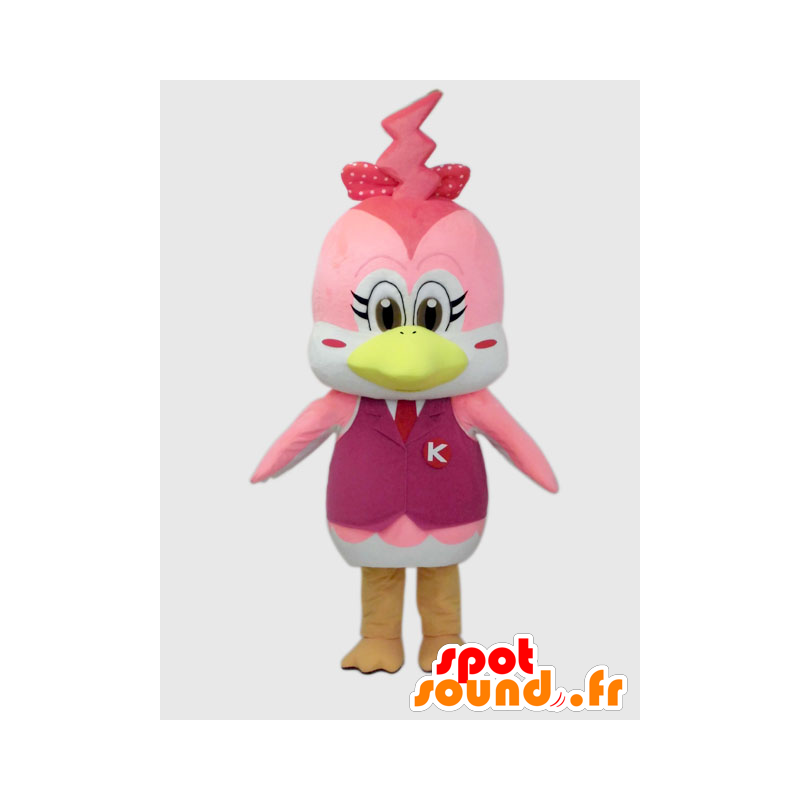 Ikko-chan mascot. Mascot pink bird, girlfriend Ikko-kun - MASFR28239 - Yuru-Chara Japanese mascots