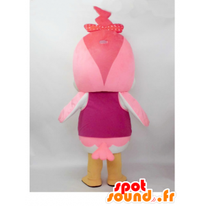 Maskot Ikkó-chan. Maskot růžový pták, přítelkyně Ikkó-kun - MASFR28239 - Yuru-Chara japonské Maskoti