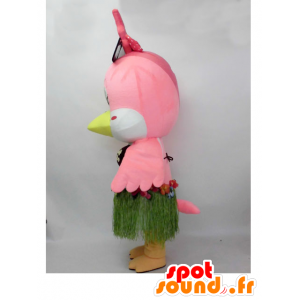 Ikko-chan Maskottchen. Maskottchen-rosa Vogel in Hawaii-Kleidung - MASFR28240 - Yuru-Chara japanischen Maskottchen