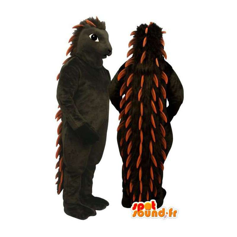 Brun og orange pindsvin maskot - Spotsound maskot kostume