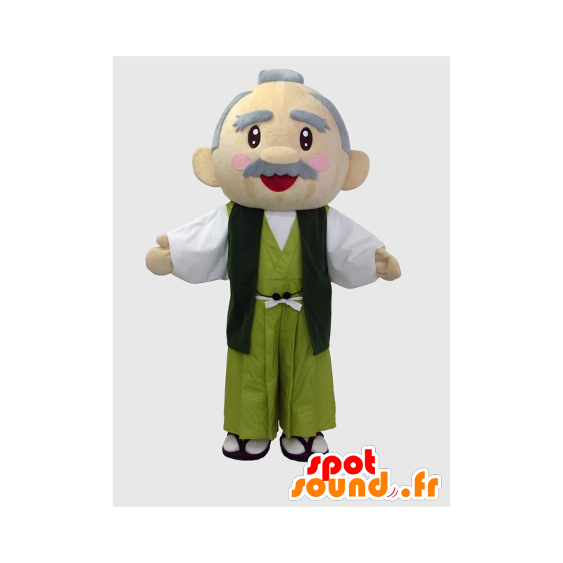 Maskot gammel asiatisk mand klædt i grønt - Spotsound maskot