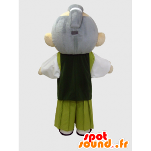 Maskot gammel asiatisk mand klædt i grønt - Spotsound maskot