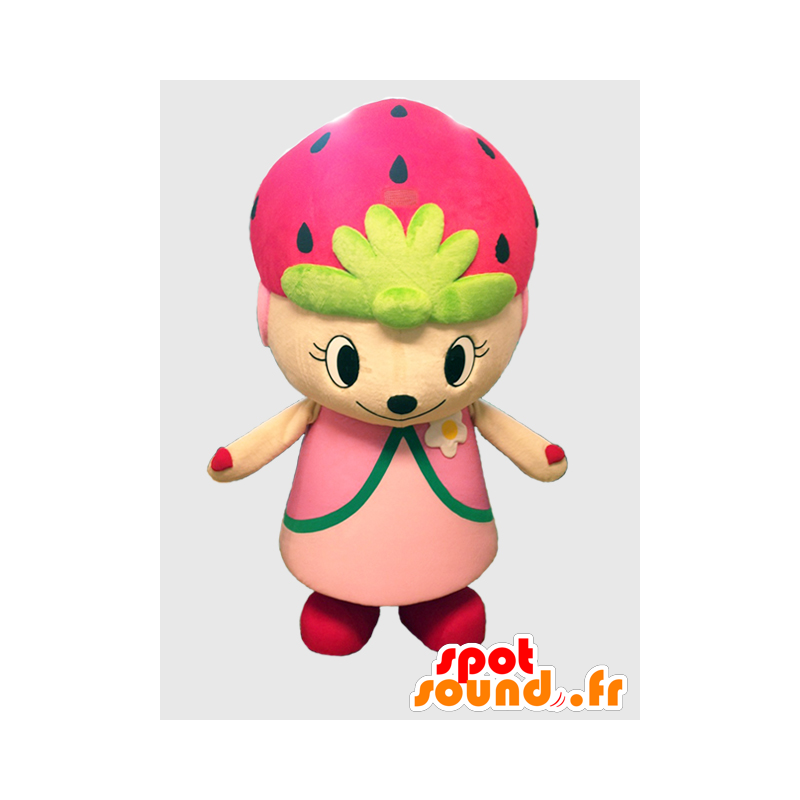 Lina-chan maskot. Jätte röd jordgubbsmaskot - Spotsound maskot