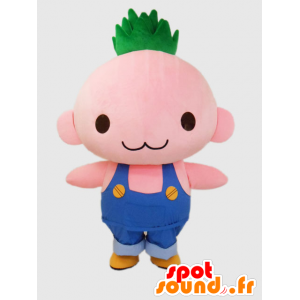 Norimo-chan Maskottchen. Rosa-Maskottchen Charakter in Overalls - MASFR28247 - Yuru-Chara japanischen Maskottchen