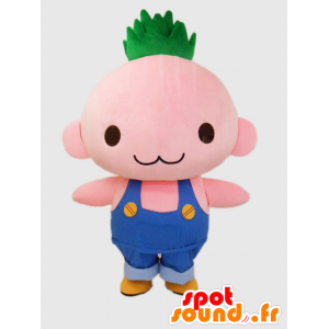 Norimo-chan mascotte. Personaggio mascotte rosa, in tuta - MASFR28247 - Yuru-Chara mascotte giapponese