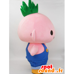 Mascotte de Norimo-chan. Mascotte de personnage rose en salopette - MASFR28247 - Mascottes Yuru-Chara Japonaises