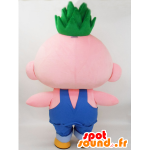 Mascot Norimo-chan. roze mascotte karakter in overalls - MASFR28247 - Yuru-Chara Japanse Mascottes