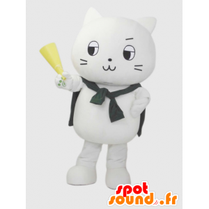 Witte kat mascotte, reus en plezier - MASFR28250 - Yuru-Chara Japanse Mascottes