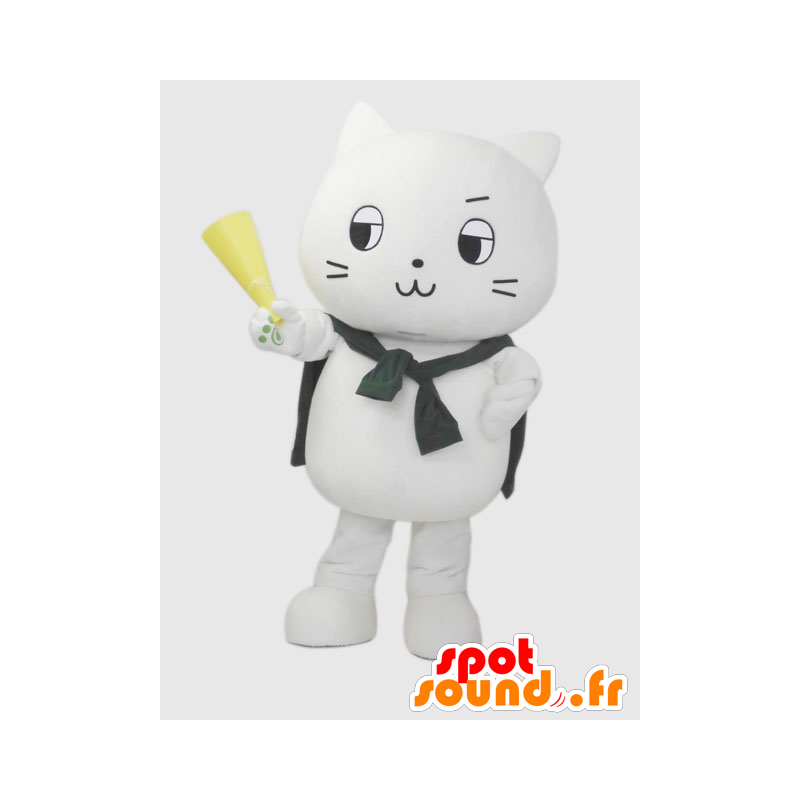 White cat mascot, giant and fun - MASFR28250 - Yuru-Chara Japanese mascots