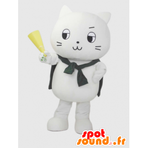 Mascotte de chat blanc, géant et rigolo - MASFR28250 - Mascottes Yuru-Chara Japonaises