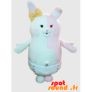 Bílý a růžový zajíček maskot vrstvou - MASFR28252 - Yuru-Chara japonské Maskoti