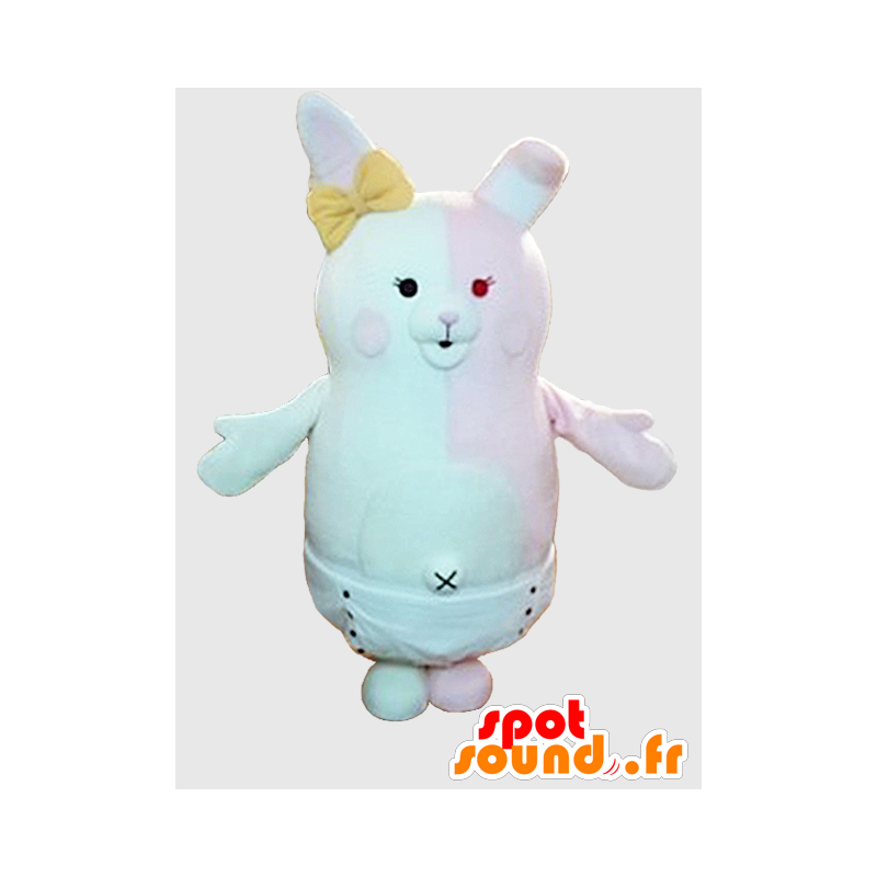 White and pink bunny mascot with a layer - MASFR28252 - Yuru-Chara Japanese mascots