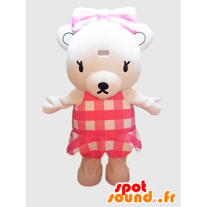 Kumami chan mascot. Teddy mascot dressed in pink - MASFR28253 - Yuru-Chara Japanese mascots