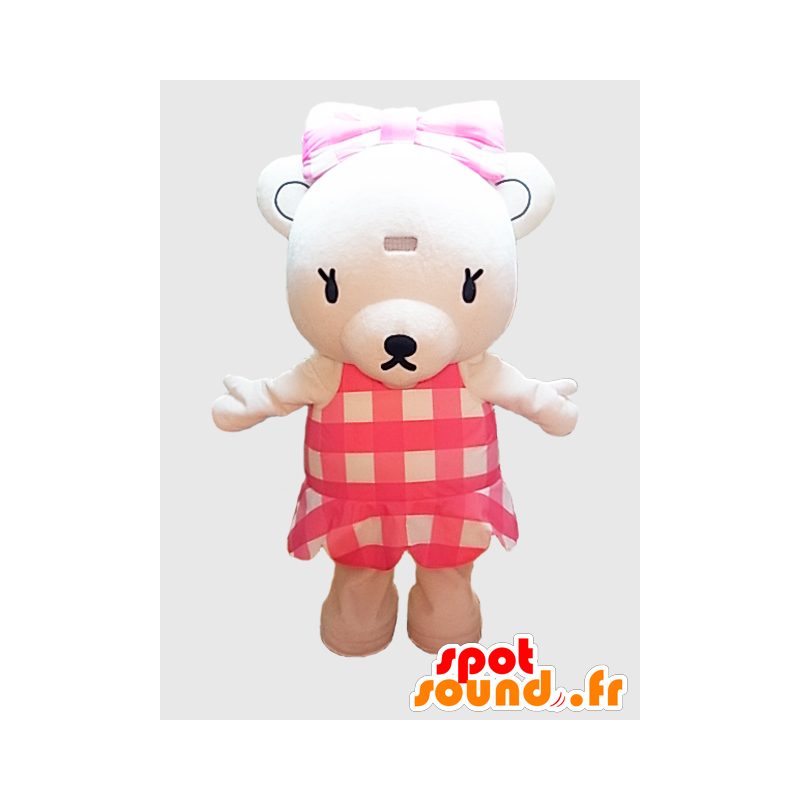 Kumami chan mascot. Teddy mascot dressed in pink - MASFR28253 - Yuru-Chara Japanese mascots