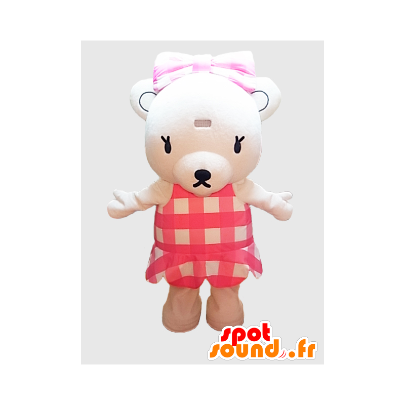 Mascot Kumami chan. Teddy maskotti pukeutunut pinkki - MASFR28253 - Mascottes Yuru-Chara Japonaises