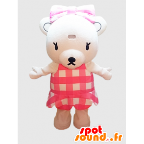 Kumami chan mascot. Teddy mascot dressed in pink - MASFR28253 - Yuru-Chara Japanese mascots