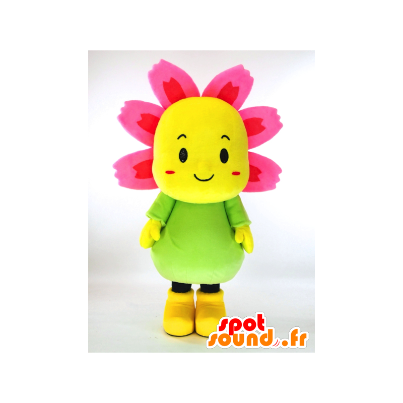 Mascotte de Kosupi. Mascotte de fleur jaune rose et verte - MASFR28259 - Mascottes Yuru-Chara Japonaises