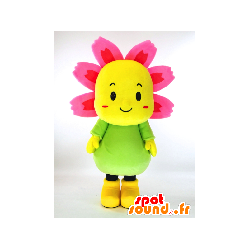 Μασκότ Kosupi. κίτρινο ροζ και πράσινο μασκότ λουλούδι - MASFR28259 - Yuru-Χαρά ιαπωνική Μασκότ