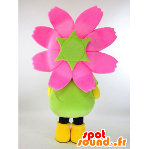 Kosupi maskot. Rosa och grön gul blommamaskot - Spotsound maskot