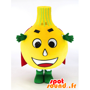 Mascot Isatama kun. Yellow onion mascot with a cape - MASFR28260 - Yuru-Chara Japanese mascots