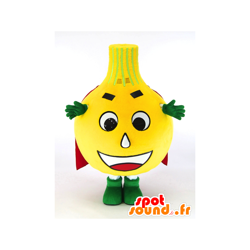 Mascot Isatama kun. Yellow onion mascot with a cape - MASFR28260 - Yuru-Chara Japanese mascots