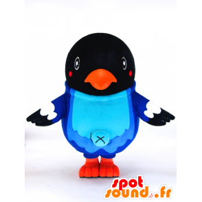 Mascotte de Tsupi Heso. Mascotte d'oiseau noir et bleu - MASFR28261 - Mascottes Yuru-Chara Japonaises