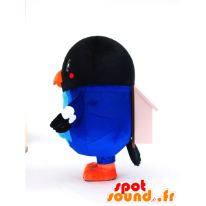 Mascotte Tsupi Heso. Nero mascotte e uccello blu - MASFR28261 - Yuru-Chara mascotte giapponese