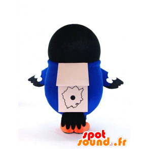 Tsupi Heso maskot. Svart och blå fågelmaskot - Spotsound maskot