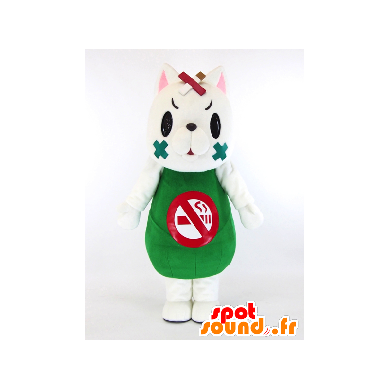 Mascot Miyazaki. valkoinen kissa maskotti, tupakka - MASFR28263 - Mascottes Yuru-Chara Japonaises