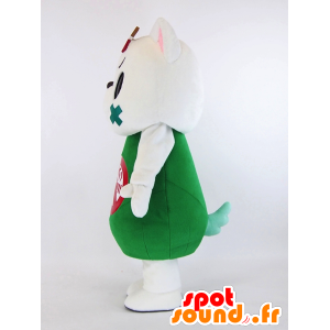 Růžový králík maskot s bílou zástěrou - MASFR28264 - Yuru-Chara japonské Maskoti
