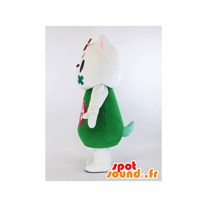 白いエプロンが付いたピンクのウサギのマスコット-MASFR28264-日本のゆるキャラのマスコット